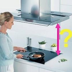 На каком расстоянии от плиты устанавливается вытяжка на кухне наклонная