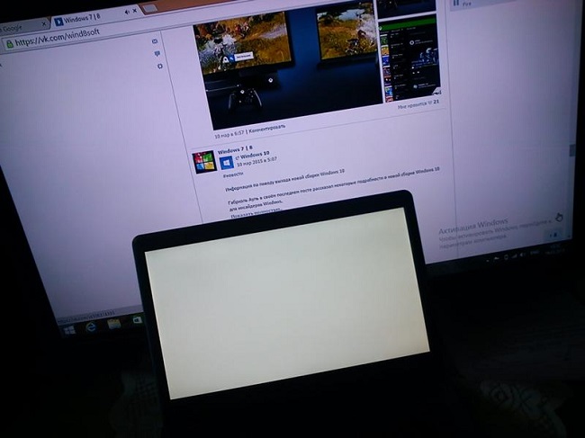 Белый экран на ноутбуке