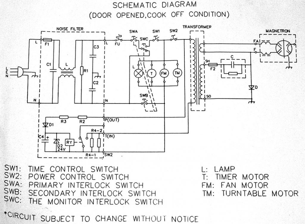 Электрическая схема микроволновки