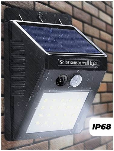 Прожектор светодиодный с датчиком движения, уличный светильник фонарь для дачи на солнечных батареях 20 LED - материал арматуры: ABS Пластик