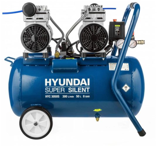 Компрессор безмасляный Hyundai HYC 3050S, 50 л, 2 кВт - количество ступеней сжатия: 1