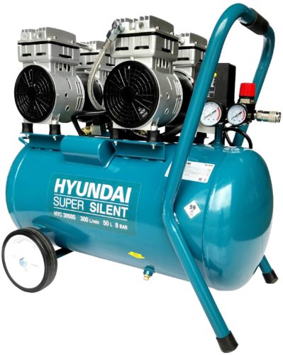 Компрессор безмасляный Hyundai HYC 3050S, 50 л, 2 кВт - коаксиальный (прямой) привод