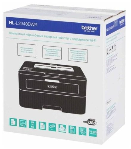 Принтер лазерный Brother HL-L2340DWR, ч/б, A4