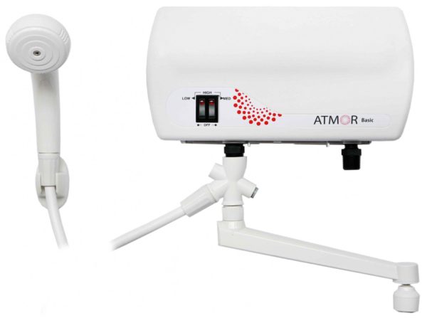 Проточный электрический водонагреватель Atmor Basic 5, душ+кран - потребляемая мощность: 5000 Вт