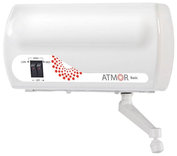Проточный электрический водонагреватель Atmor Basic 5, душ+кран - полезная мощность: 5 кВт