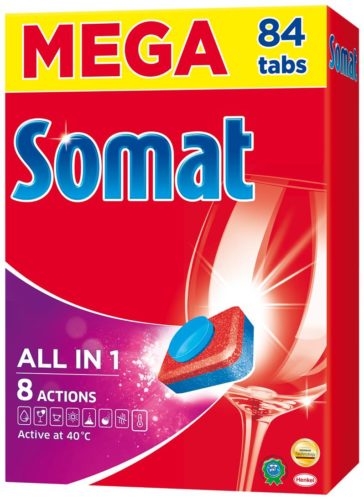Таблетки для посудомоечной машины Somat All in 1 - назначение: для защиты от накипи, для мытья в холодной воде, для мытья посуды, для придания блеска, для устранения запаха