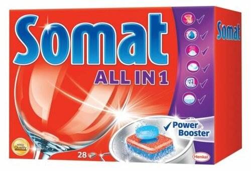 Таблетки для посудомоечной машины Somat All in 1 - содержит: активный кислород, энзимы
