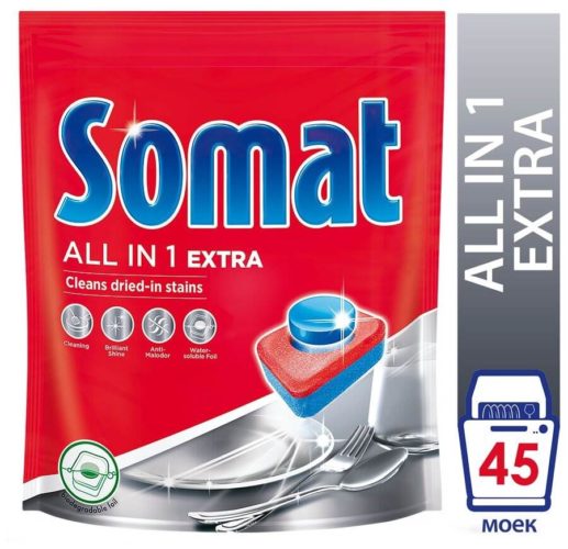 Таблетки для посудомоечной машины Somat All in 1 Extra - содержит: активный кислород, энзимы