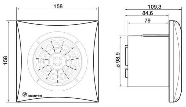 Вентилятор вытяжной Soler & Palau SILENT-100 CRZ 8 Вт - установочный диаметр 100 мм