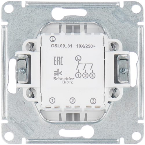 Выключатель 3х1-полюсный Schneider Electric GSL000131 GLOSSA, 10 А, белый - монтаж: скрытый