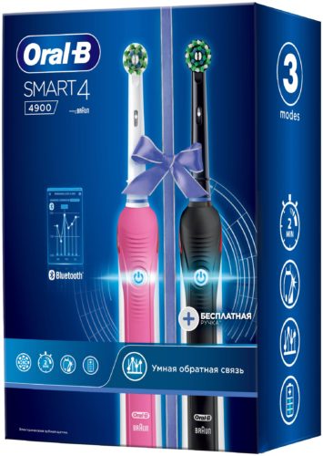 Электрическая зубная щетка Oral-B Smart 4 4900 - управление со смартфона: да