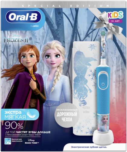 Электрическая зубная щетка Oral-B Vitality Kids Холодное сердце D100.413.2KX - питание: от аккумулятора