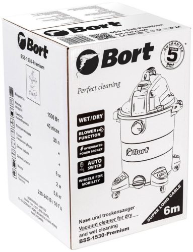 Профессиональный пылесос Bort BSS-1530-Premium, 1500 Вт - разрежение 230 мБар