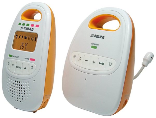 Радионяня Maman BM2000 - особенности детского блока: голосовая активация (VOX), двусторонняя голосовая связь, колыбельные мелодии, ночник, работа от сети 220 В, термометр