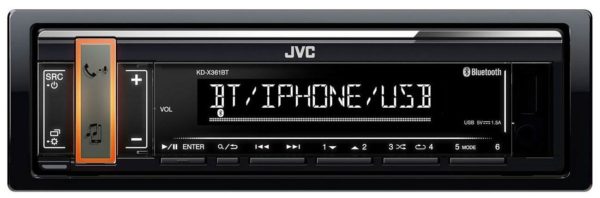 Автомагнитола JVC KD-X361BT - выходы: аудиовыход, PreAmp сабвуфер, PreAmp тыл