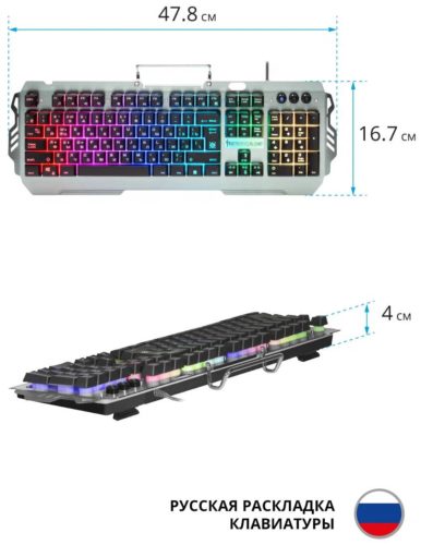 Игровая клавиатура Defender Renegade GK-640DL RU RGB Silver USB