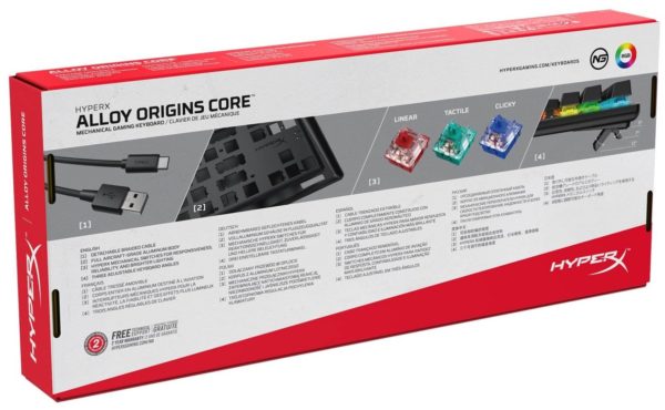 Игровая клавиатура HyperX Alloy Origins Core - ход клавиш: 1.8 мм