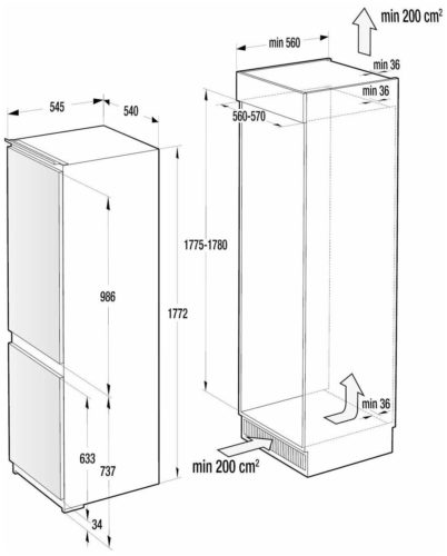 Встраиваемый холодильник Gorenje RKI4182E1 - особенности конструкции: перевешиваемые двери