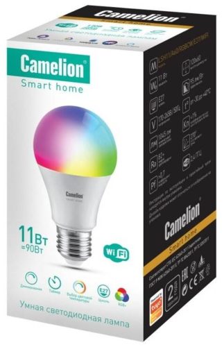 Лампа светодиодная Camelion 14499, E27, 11 Вт, A60 - умная лампа: с возможностью управления по Wi-Fi