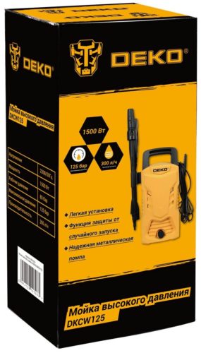 Мойка высокого давления DEKO DKCW125 1500 Вт, 125 бар, 300 л/ч - материал помпы: алюминий