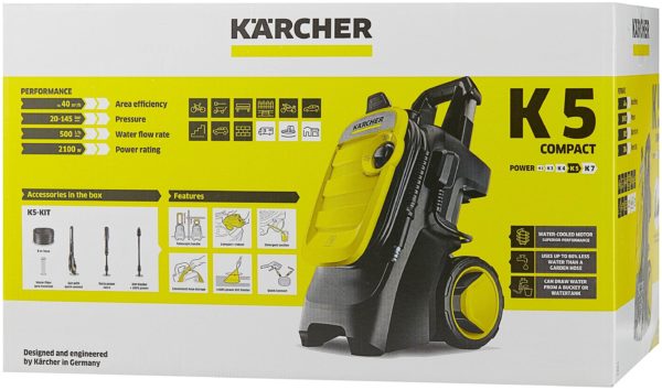 Мойка высокого давления KARCHER K 5 Compact (1.630-750.0), 145 бар, 500 л/ч - потребляемая мощность: 2.12 кВт
