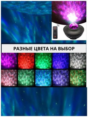 Ночник проектор звездного неба Cubris с пультом управления / ночник детский / светильник с USB и Блютуз Bluetooth колонкой и MP3 плеером - линейка: LED LIGTH