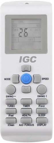 Сплит-система IGC RAS/RAC-V09N2X - особенности: дисплей, пульт ДУ, регулировка направления воздушного потока, таймер включения/выключения