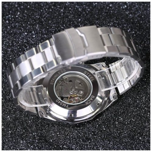 Часы механические мужские Forsining 340 серебристые с автоподзаводом - стекло: минеральное