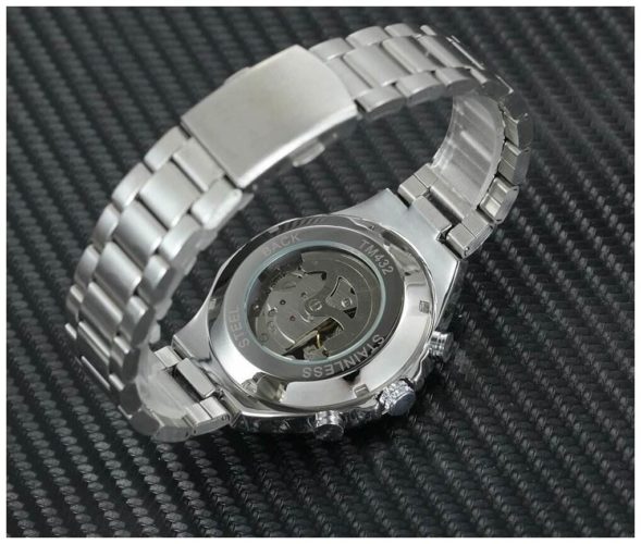 Часы механические мужские Winner TM432 серебристые с автоподзаводом - стекло: минеральное