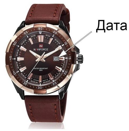 Часы наручные мужские Naviforce NF9056, кварцевые/водонепроницаемые/противоударные/классические - материал браслета: искусственная кожа