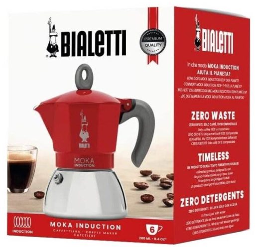 Гейзерная кофеварка Bialetti New Moka Induction, 280 мл, 280 мл, red - особенности: теплоизоляционная ручка