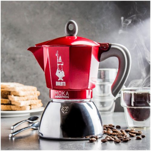 Гейзерная кофеварка Bialetti New Moka Induction, 280 мл, 280 мл, red - высота: 18 см