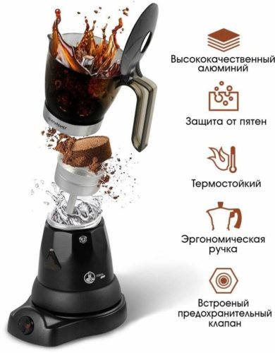 Кофеварка гейзерная ENDEVER Costa-1020 - тип используемого кофе: молотый