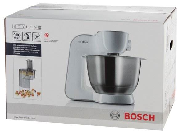 Кухонный комбайн Bosch Styline MUM54251, 900 Вт - дополнительные насадки: для нарезки кубиками, для нарезки ломтиками, эмульсионная