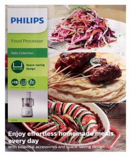 Кухонный комбайн Philips HR7320 Daily Collection, 700 Вт - дополнительные насадки: для нарезки ломтиками, эмульсионная