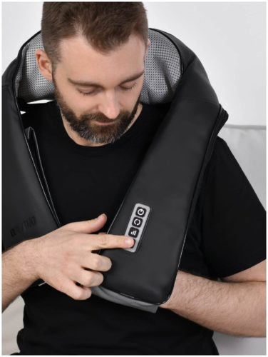 Массажер для шеи и плеч RESTART uBlack электрический массажер с подогревом - зона массажа: бедра, плечи, поясница, спина, стопы, тело, шея