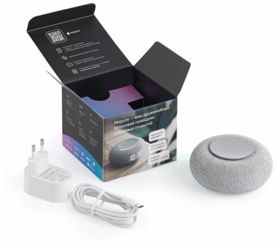 Умная колонка Маруся, VK капсула мини с голосовым помощником, умная станция, цвет серый, 3 месяца подписки VK Combo в подарок - беспроводная связь: Bluetooth, Wi-Fi, Bluetooth, Wi-Fi