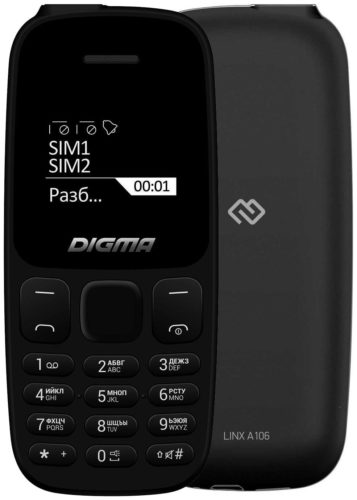 Телефон DIGMA Linx A106, 2 SIM, черный - экран: 1.44" (98x68) TN