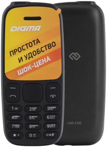 Телефон DIGMA Linx A106, 2 SIM, черный - аккумулятор: 600 мА·ч