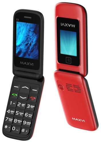 Телефон MAXVI E8, 2 SIM, красный - экран: 2.8" (320×240)