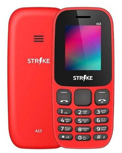 Телефон Strike A13, 2 SIM, красный - экран: 1.77" (160x128)