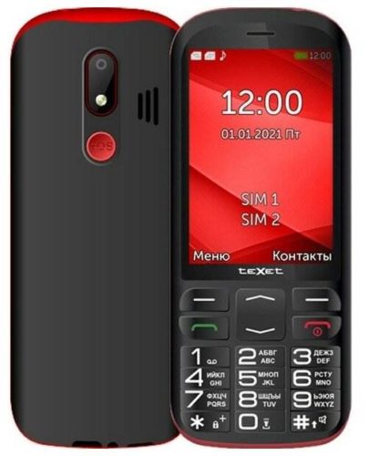 TeXet TM-B409, 2 SIM, черный/красный - экран: 3.5" (480×320) TFT