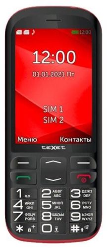 TeXet TM-B409, 2 SIM, черный/красный - память: встроенная 16 ГБ