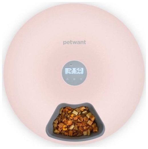 Автоматическая кормушка для домашних животных, для всех видов корма, Petwant, на 3 дня, розовый - диаметр: 32 см