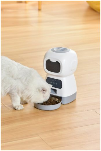 Умная автоматическая кормушка для сухого корма Робот с WI-Fi и приложением для смартфона ZOOWELL, миска для животных, 32*17*30 - цвет товара: белый