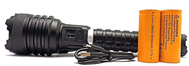 Фонарь металлический ручной тактический LED светодиодный с аккумулятором многофункциональный с USB и PowerBank 5 режимов работы