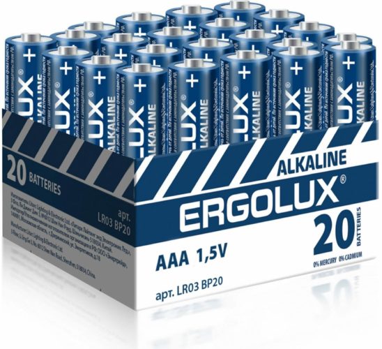 Набор батареек 20шт Ergolux LR03 Alkaline 1.5В