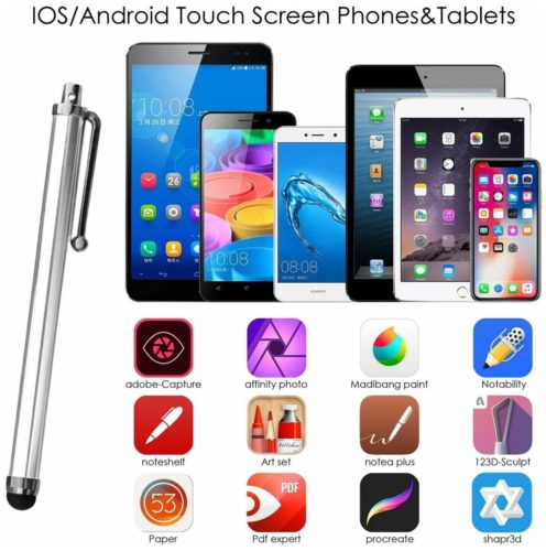Универсальный стилус для рисования, для телефона, смартфона, планшета, серебристый, черный, в комплекте 2 шт.