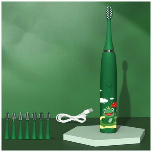 Электрическая ультразвуковая зубная щетка для детей зеленая
