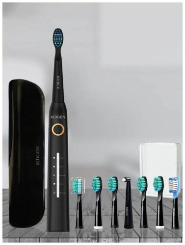 Электрическая зубная щетка Ridgen RD-080, черный, дорожный футляр, 8 насадок